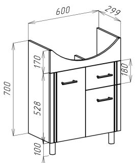 Тумба под раковину Bellezza Уют 60см белый 00000002090